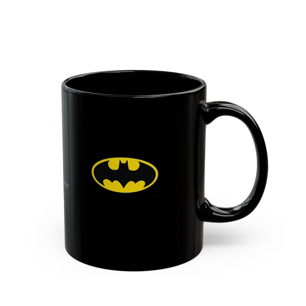 Bat Emblem Black Mug — Dark Superhero Coffee Cup (11oz, 15oz)
