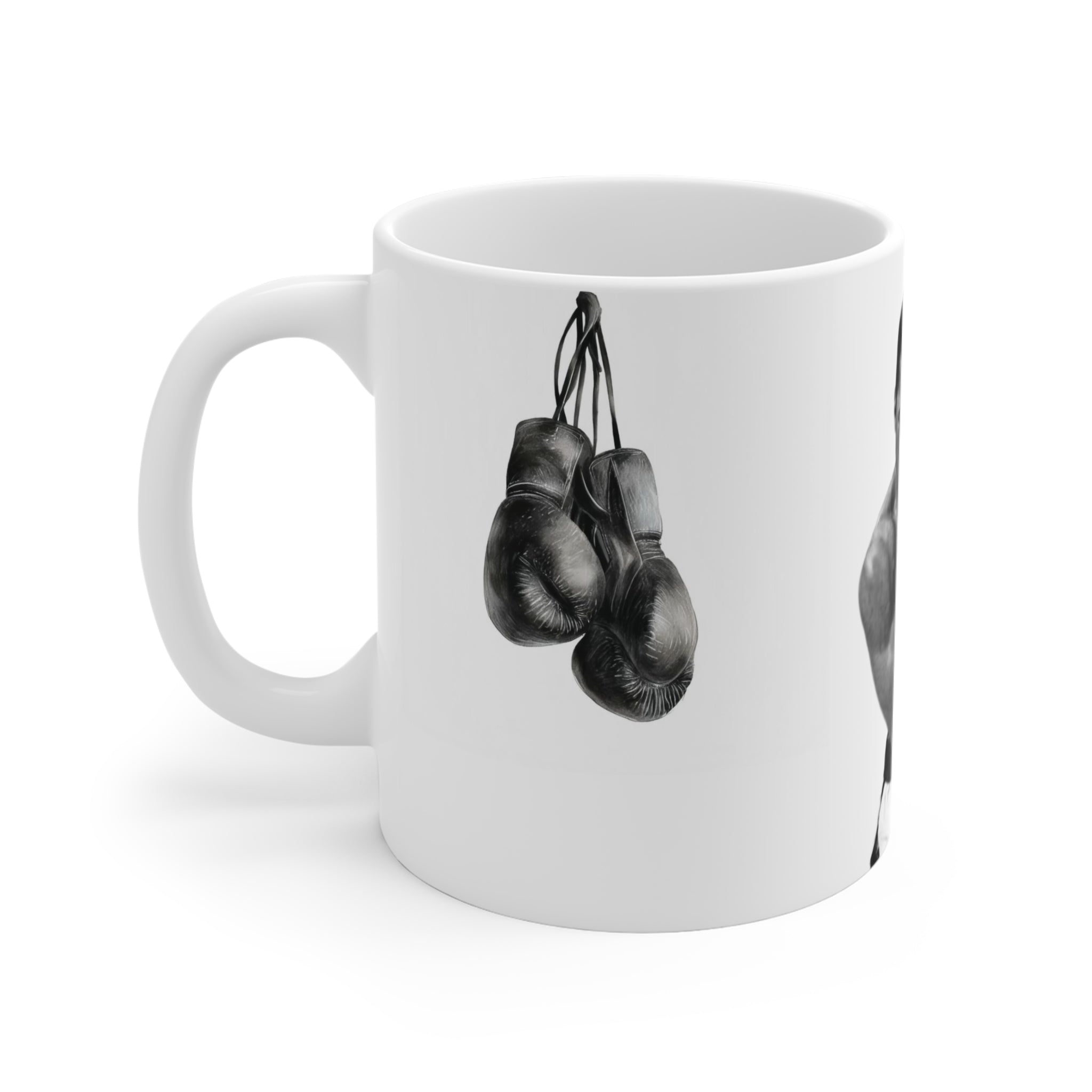 Boxing Gloves 11oz Mug – Vintage Black & White Sports Coffee Cup