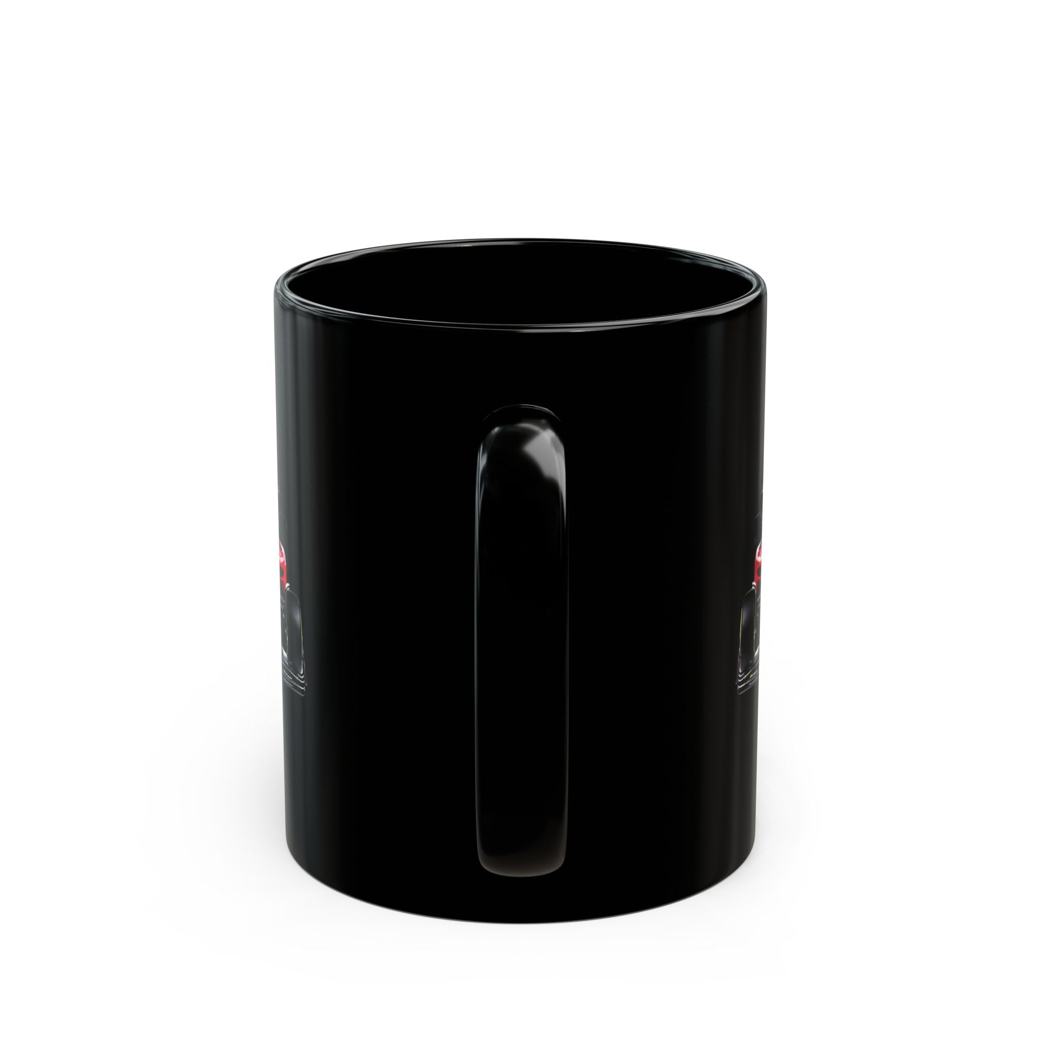 Racing Shield Black Mug — Prancing Horse Emblem Coffee Cup
