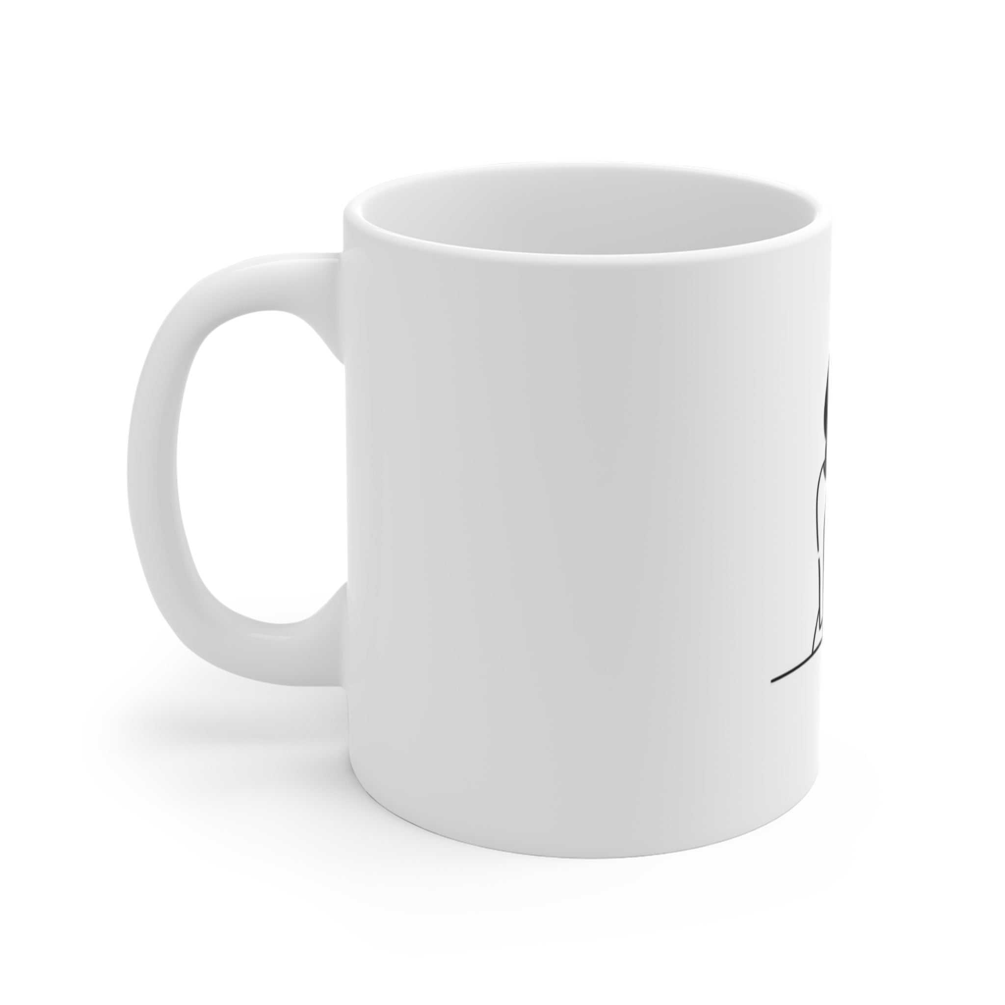 11oz Coffee Mug — Minimalist Illustration of Woman Sipping Coffee