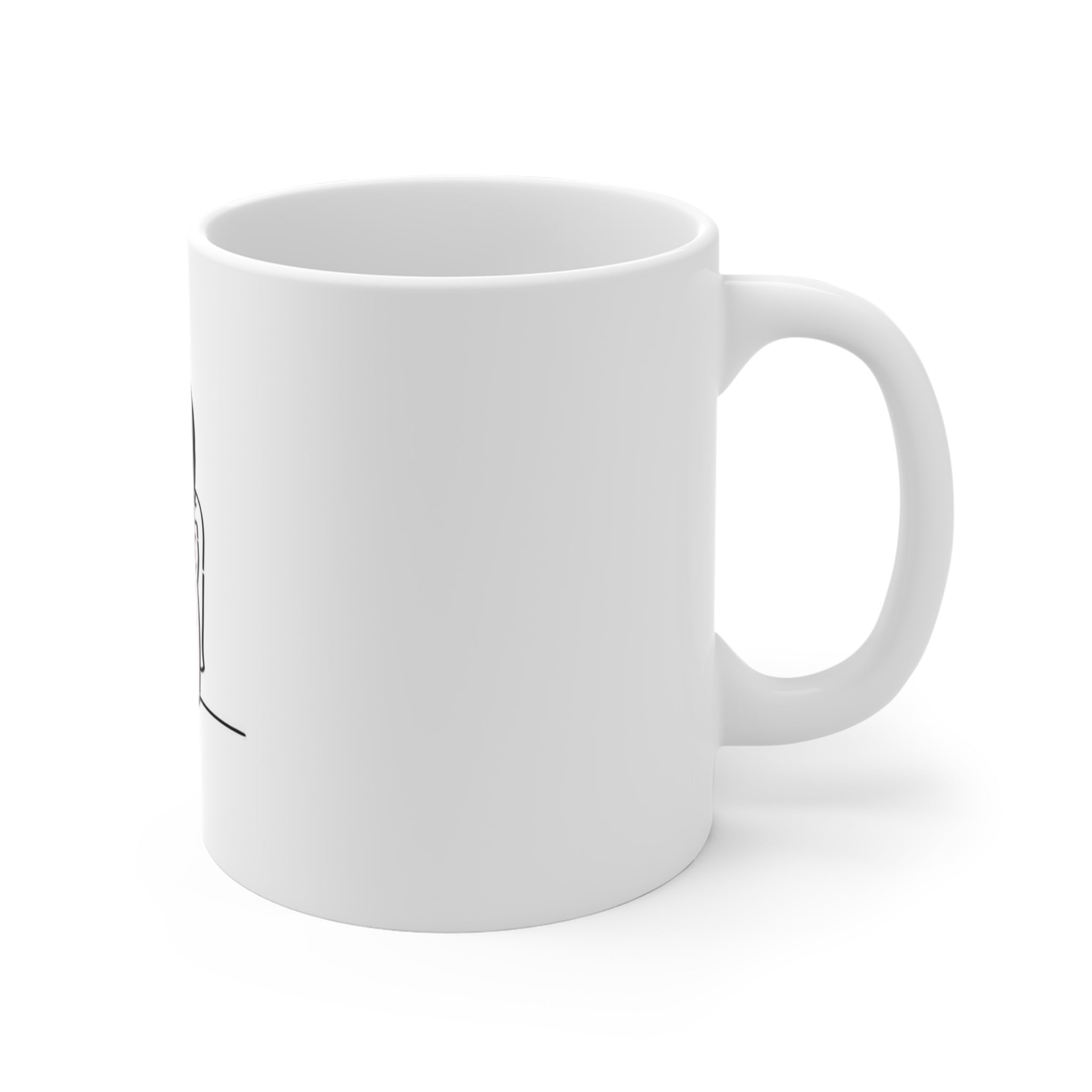 11oz Coffee Mug — Minimalist Illustration of Woman Sipping Coffee