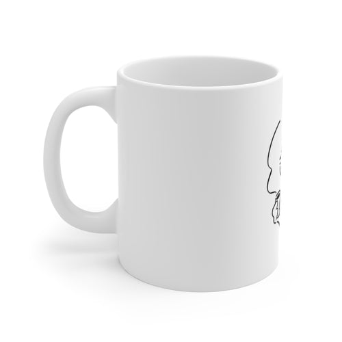 Coffee Bunny Line Art Mug — Funny Tired Rabbit Ceramic Coffee Cup