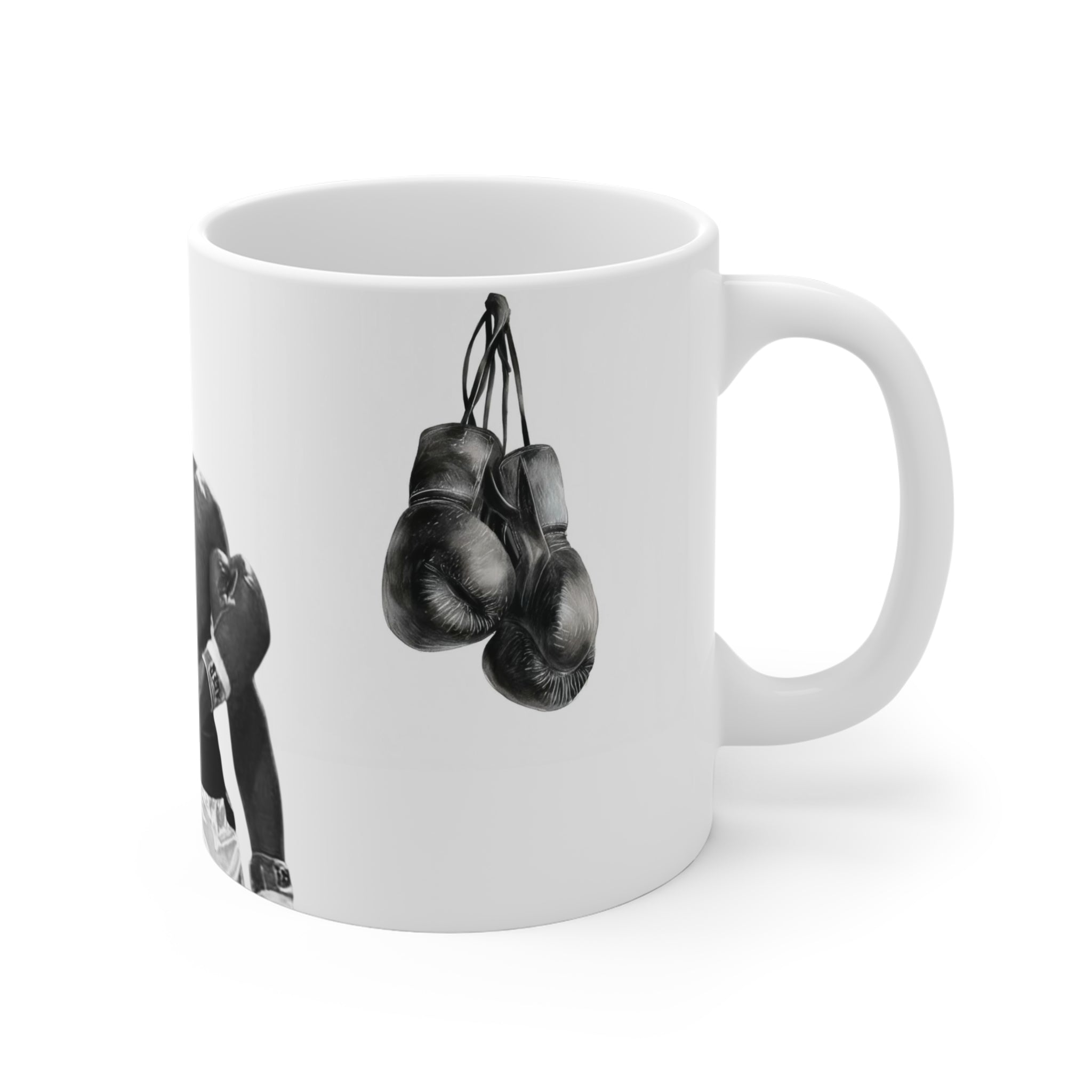Boxing Gloves 11oz Mug – Vintage Black & White Sports Coffee Cup