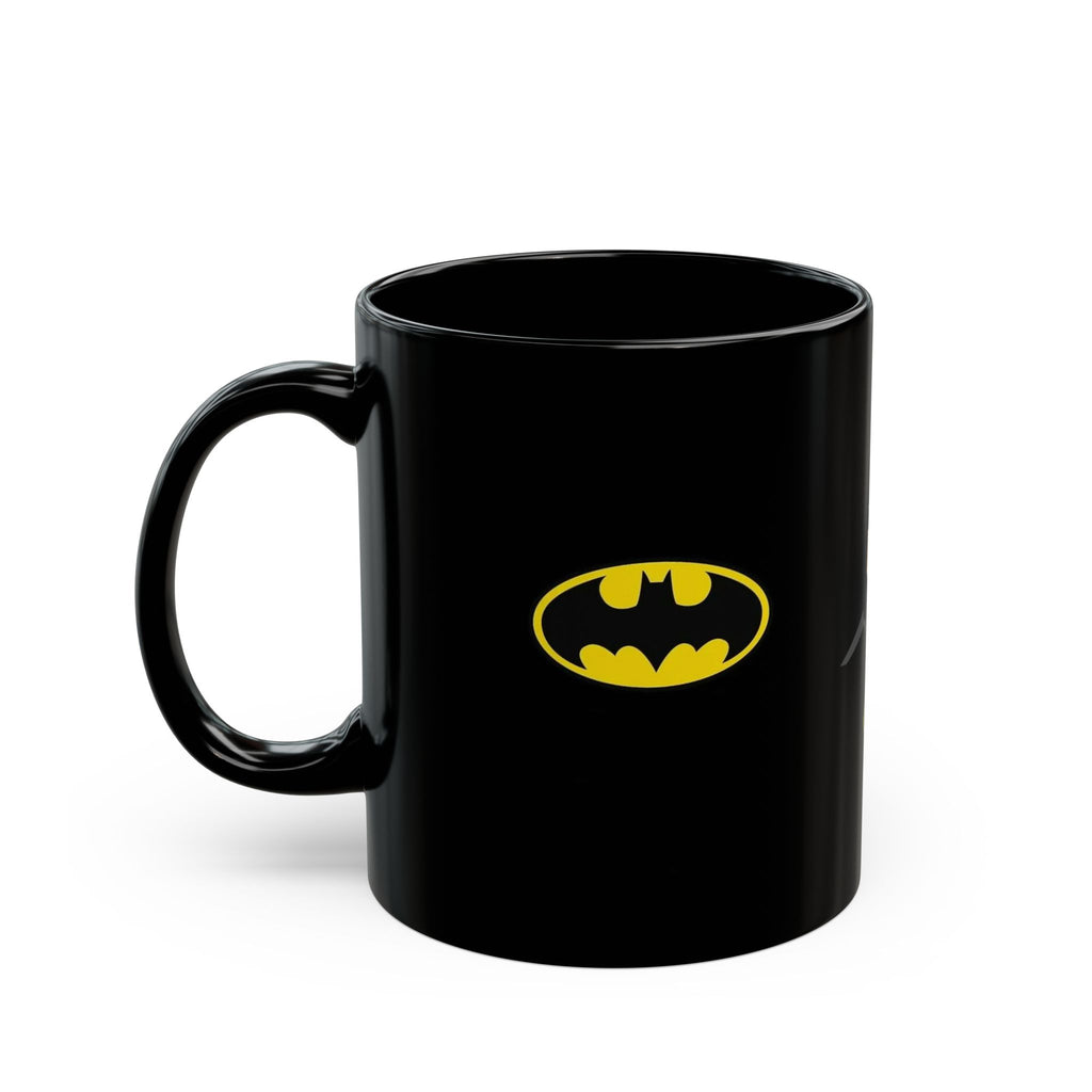 Bat Emblem Black Mug — Dark Superhero Coffee Cup (11oz, 15oz)